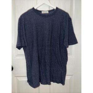 Faherty Vintage Chambray Tee T-Shirt Navy Cove Stripe Sz L Large Cotton Blend